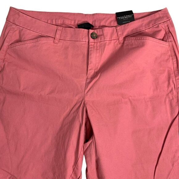 Lane Bryant Boyfriend Ankle Cropped Pants 16 Mauve Pink Pockets Button Zip NEW - Picture 2 of 5